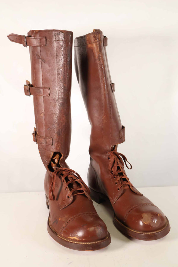 1940's U.S. Army M40 Cavalry Long Boots, 3 buckles, used.