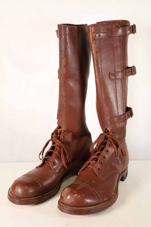 1940's U.S. Army M40 Cavalry Long Boots, 3 buckles, used.