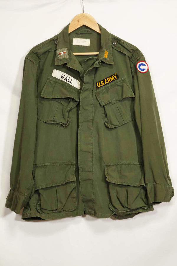 Circa 1965-1966 2nd Model Jungle Fatigue Jacket S-L with patches, used.