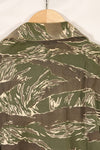 Mid-1960s Okinawa Tiger Pattern Tiger Stripe Asian Cut Shirt, sleeve refurbished, button missing, used.