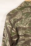 Mid-1960s Okinawa Tiger Pattern Tiger Stripe Asian Cut Shirt, sleeve refurbished, button missing, used.