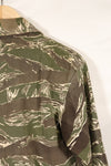 Mid-1960s Okinawa Tiger Pattern Tiger Stripe Asian Cut Shirt, sleeve refurbished, button missing, used.