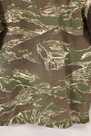Mid-1960s Okinawa Tiger Pattern Tiger Stripe Asian Cut Shirt, sleeve refurbished, button missing, used.