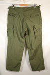 Estimated 1965 contract L-S 2nd Model Jungle Fatigue pants, good condition, used.