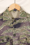 Mid-1960s, estimated A-XL Silver Tiger Tiger stripe shirt, faded, used.