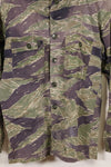 Mid-1960s, estimated A-XL Silver Tiger Tiger stripe shirt, faded, used.