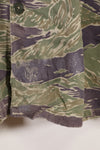 Mid-1960s, estimated A-XL Silver Tiger Tiger stripe shirt, faded, used.