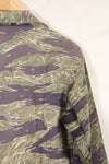 Mid-1960s, estimated A-XL Silver Tiger Tiger stripe shirt, faded, used.
