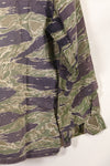Mid-1960s, estimated A-XL Silver Tiger Tiger stripe shirt, faded, used.
