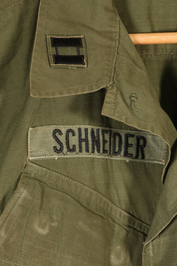 1969 Contract, M-L, 4th Model Jungle Fatigue Jacket, Green Beret Specification, Patches Added Later, Used