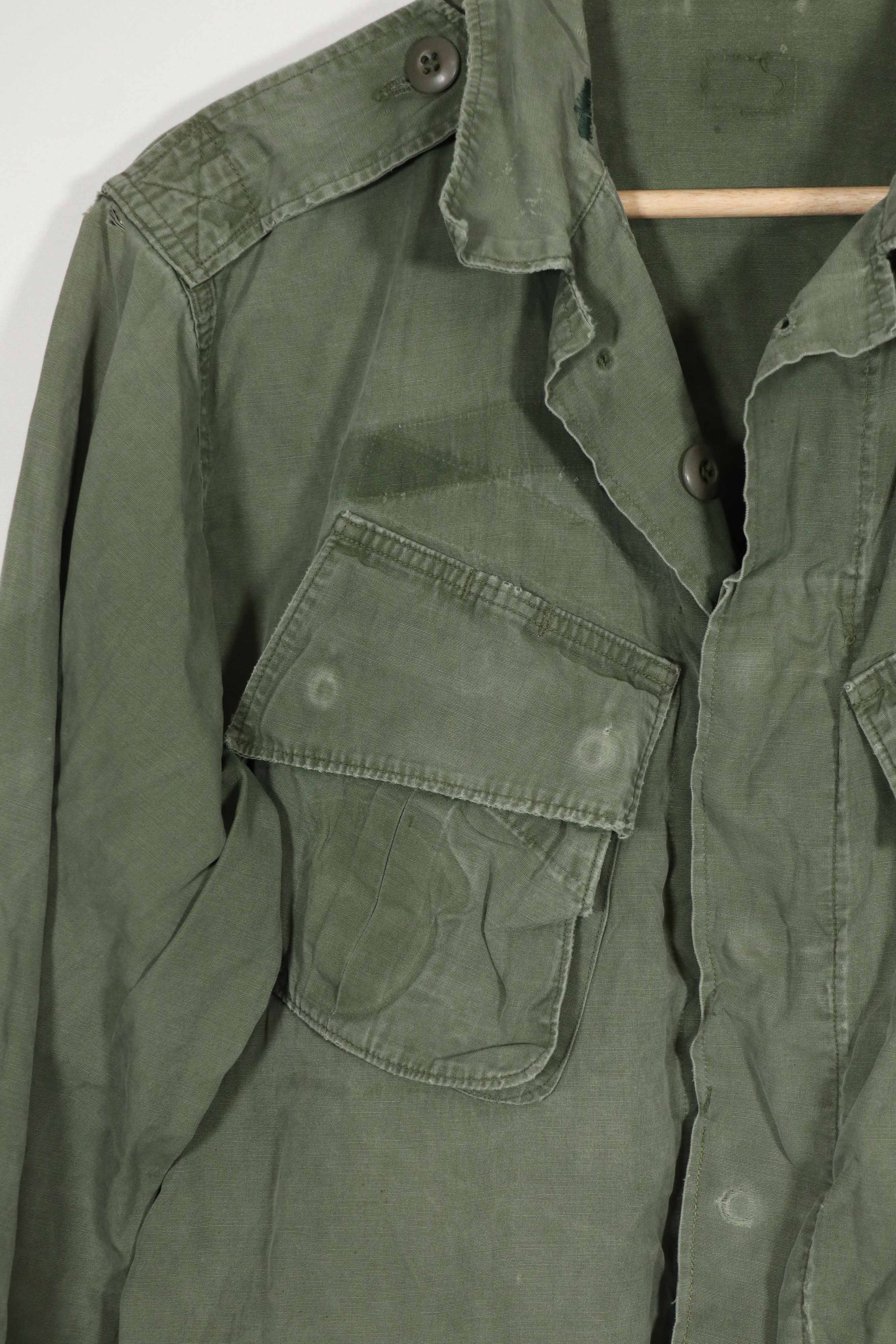 Real 2nd Model Jungle Fatigue Jacket, stains, patch marks, used, B