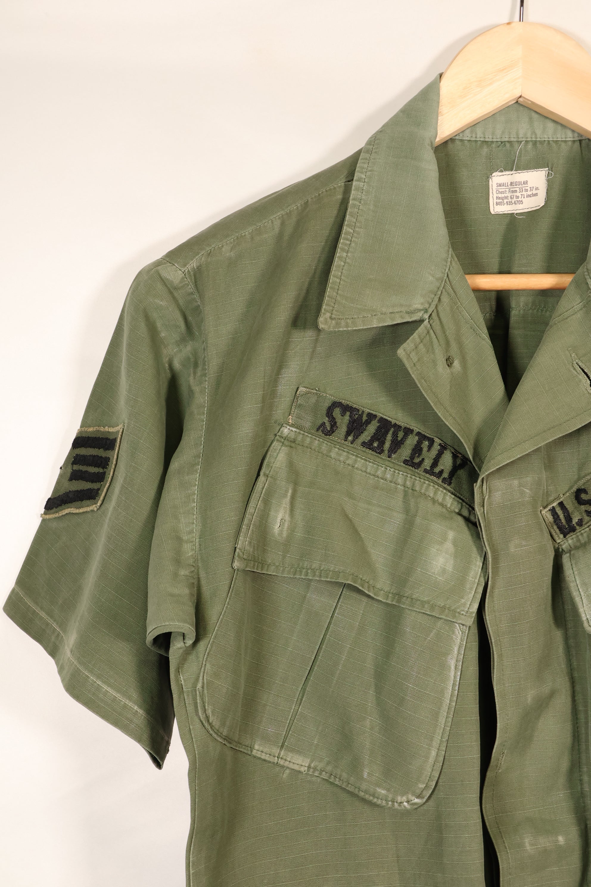 1968 Contract, S-R, USAF, 4th Model Jungle Fatigue Jacket, Short-Sleeve Custom, Used