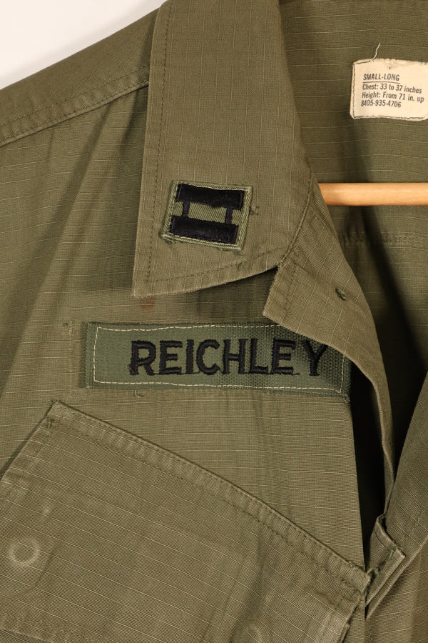 Late 1960s, S-L, U.S. Military, 4th Model Jungle Fatigue Jacket, with added patches, used