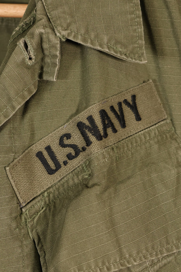 1969 Contract, S-R, U.S. Navy, PBR 4th Model Jungle Fatigue Jacket, Patch Added Later, Used