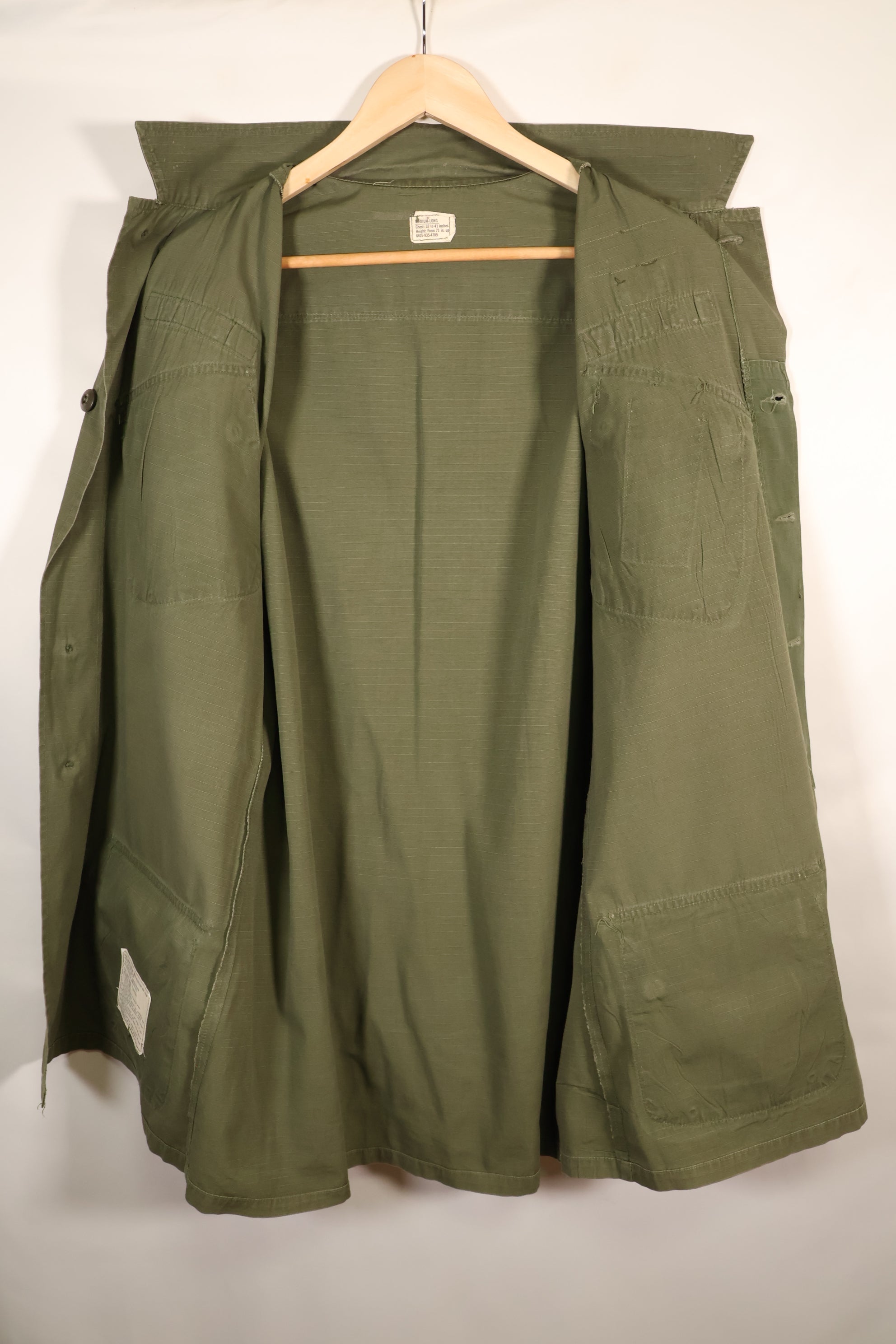 1969 Contract, M-L, 4th Model Jungle Fatigue Jacket, 101st Airborne Division Specification, Used