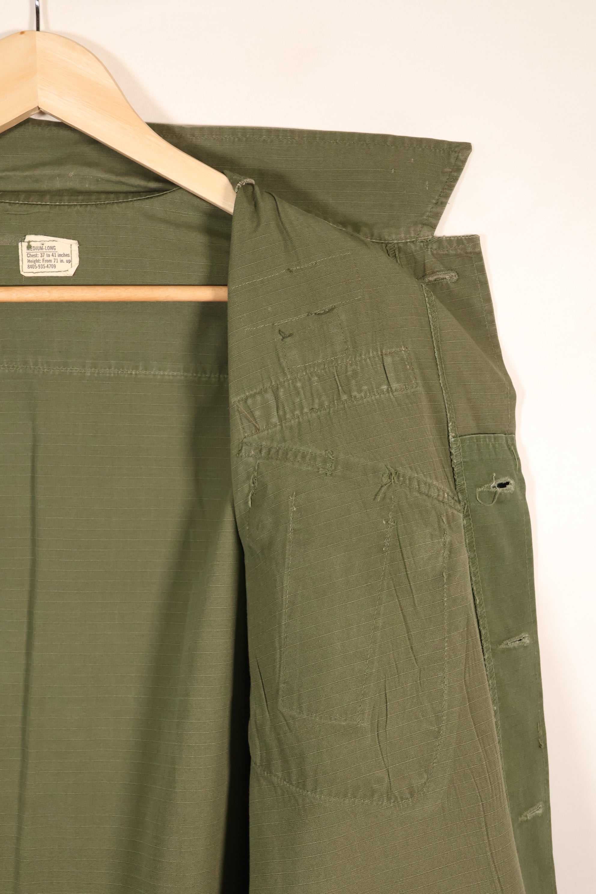 1969 Contract, M-L, 4th Model Jungle Fatigue Jacket, 101st Airborne Division Specification, Used