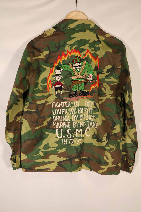 Civilian 1980's Okinawa TOGUCHI Jacket, hand sewing machine embroidery, camouflage jacket, used.