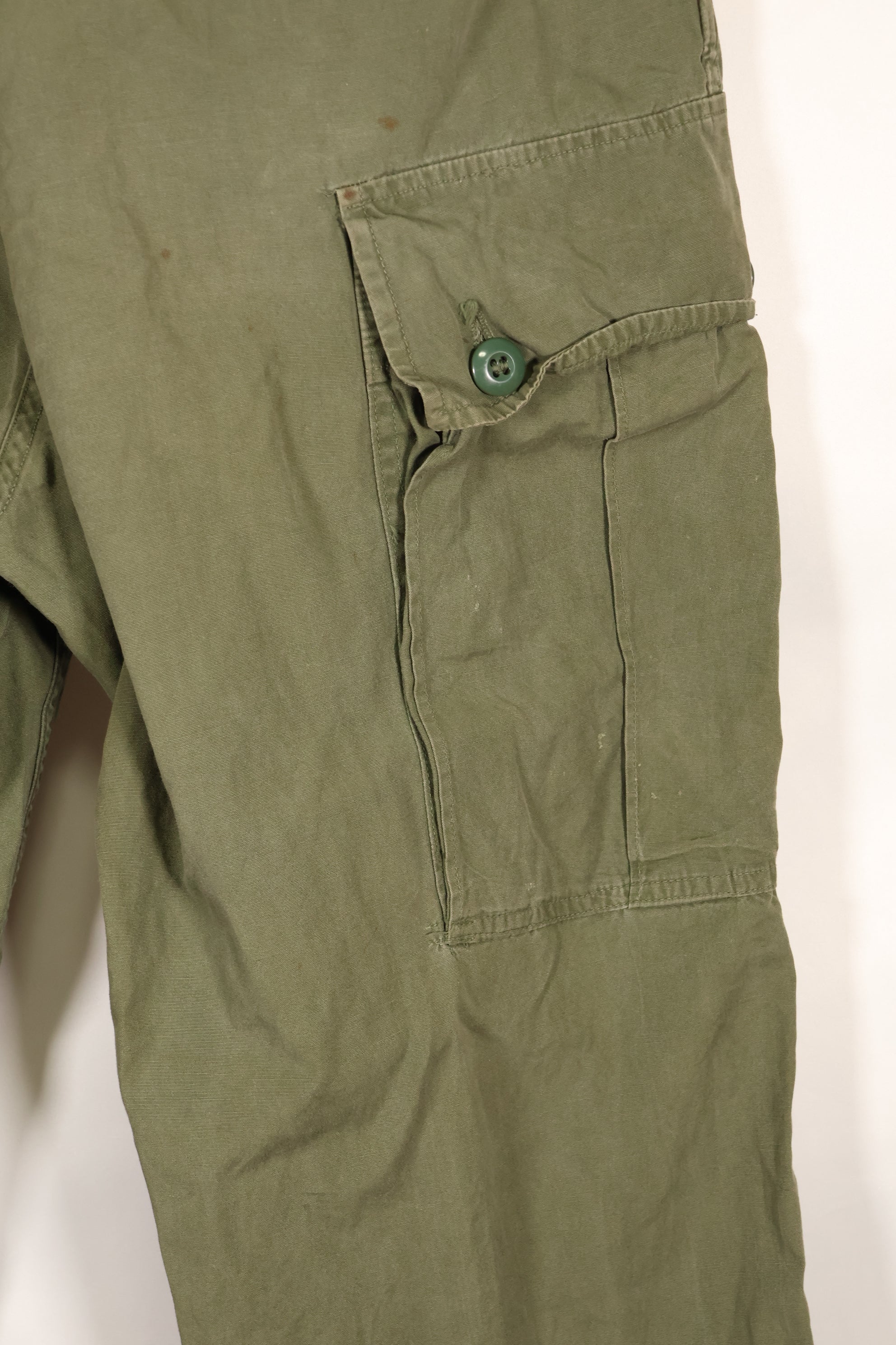 1964 Contract S-L with hemming 1st Model Jungle Fatigue Pants, used with fading.