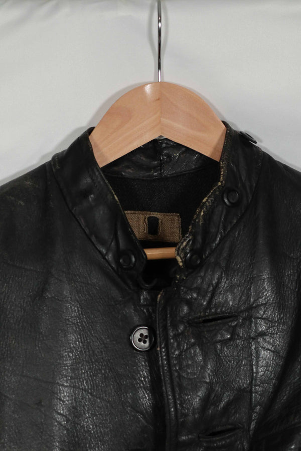 Real 1940s German U-Boat Crew Leather Jacket, good condition, missing buttons.