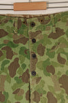 1940s WWII USMC P-44 Frogskin Camouflage Pants, Good Condition, Some Fading, Used