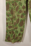 1940s WWII USMC P-44 Frogskin Camouflage Pants, Good Condition, Some Fading, Used