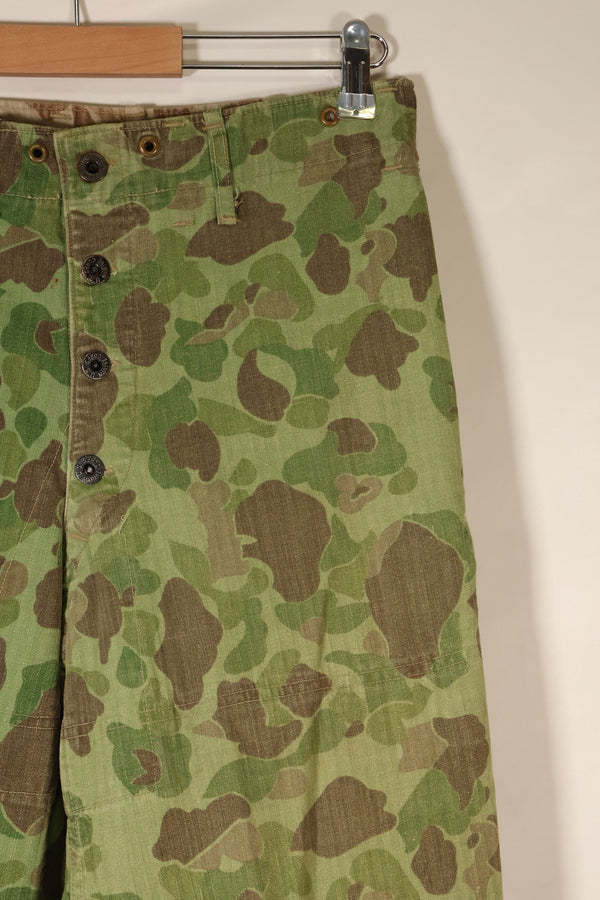 1940s WWII USMC P-44 Frogskin Camouflage Pants, Good Condition, Some Fading, Used
