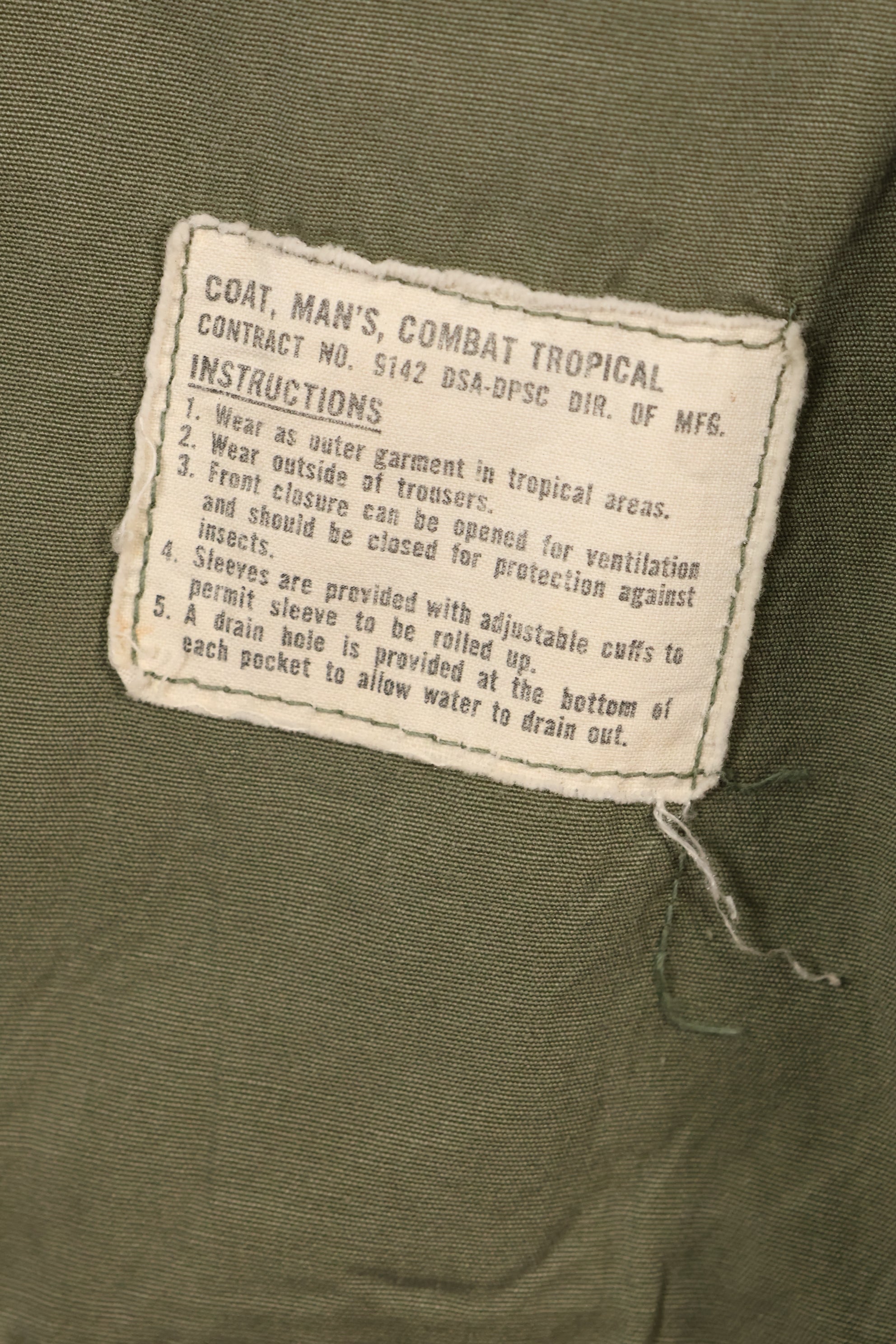 1966–67 Contract, S-R, Presumed USAF Issue, 3rd Model Jungle Fatigue Jacket, Short-Sleeve, Used