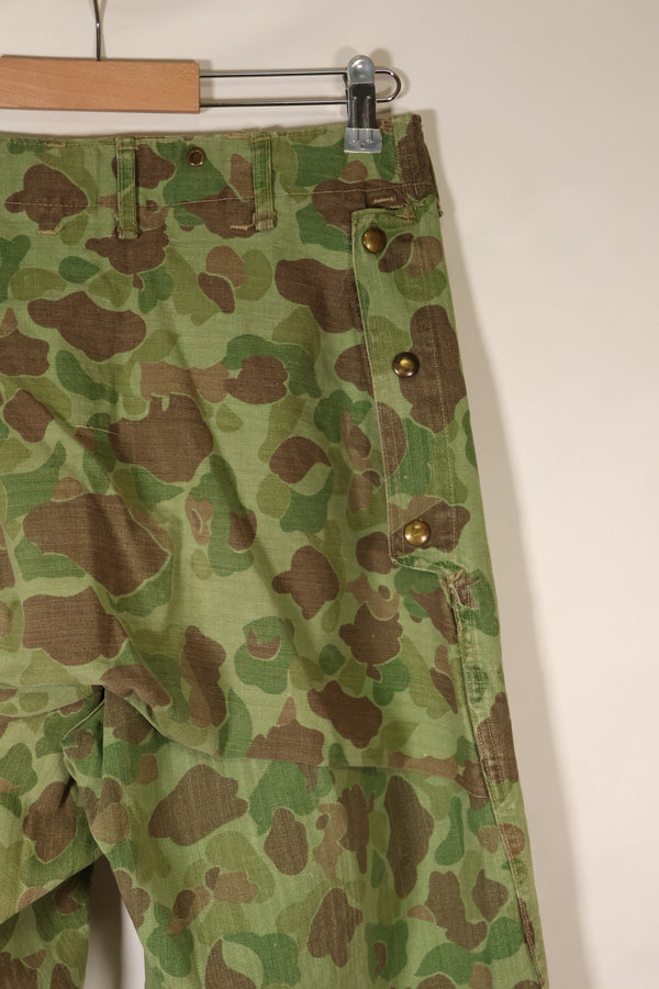 1940s WWII USMC P-44 Frogskin Camouflage Pants, Good Condition, Some Fading, Used