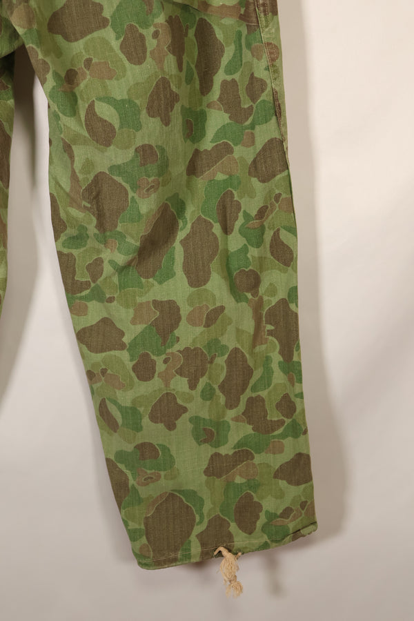 1940s WWII USMC P-44 Frogskin Camouflage Pants, Good Condition, Some Fading, Used