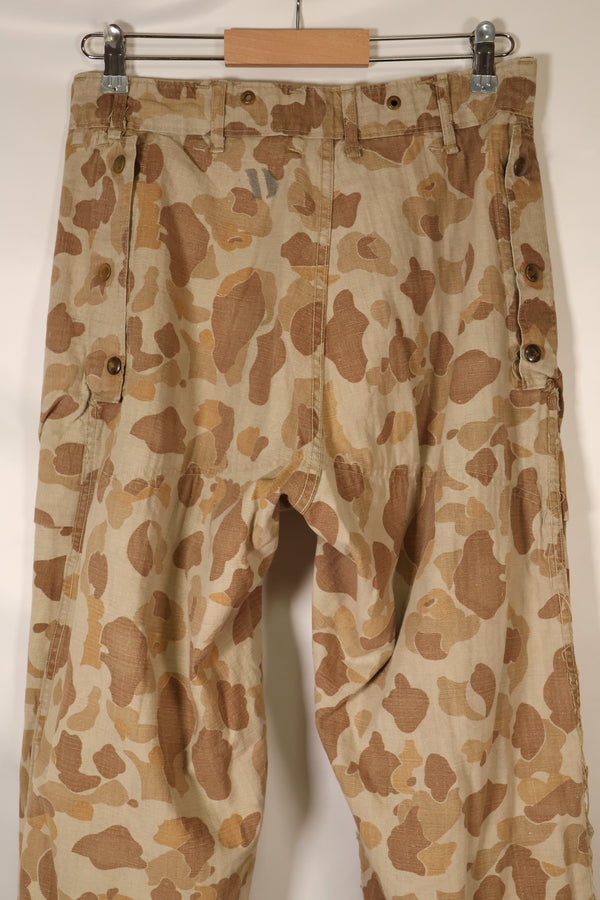 1940s WWII USMC P-44 Frogskin Camouflage Pants, Good Condition, Some Fading, Used