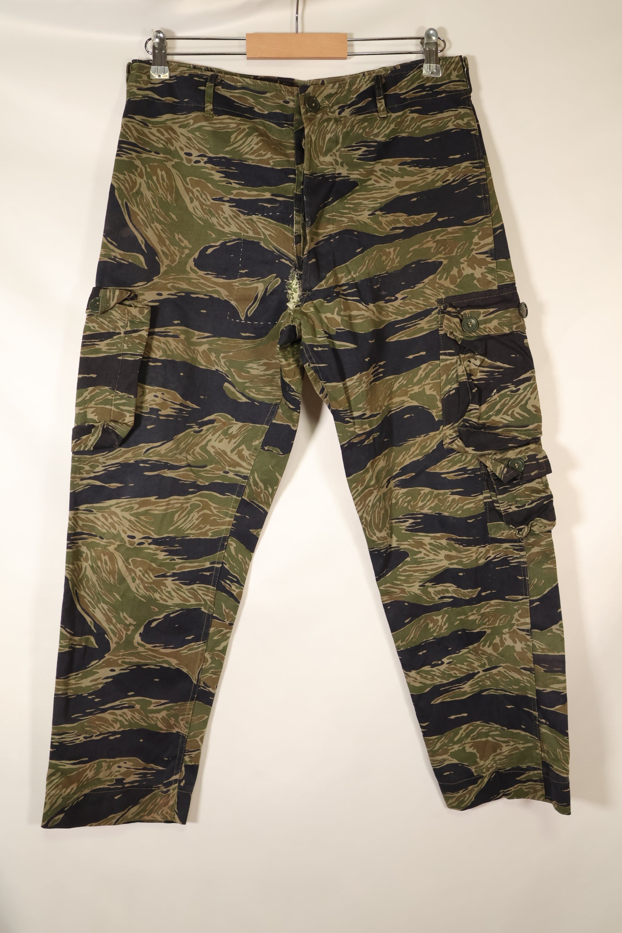 Mid 1960's A-L Silver Tiger Pattern Asian Cut Pants, Repaired, Used.