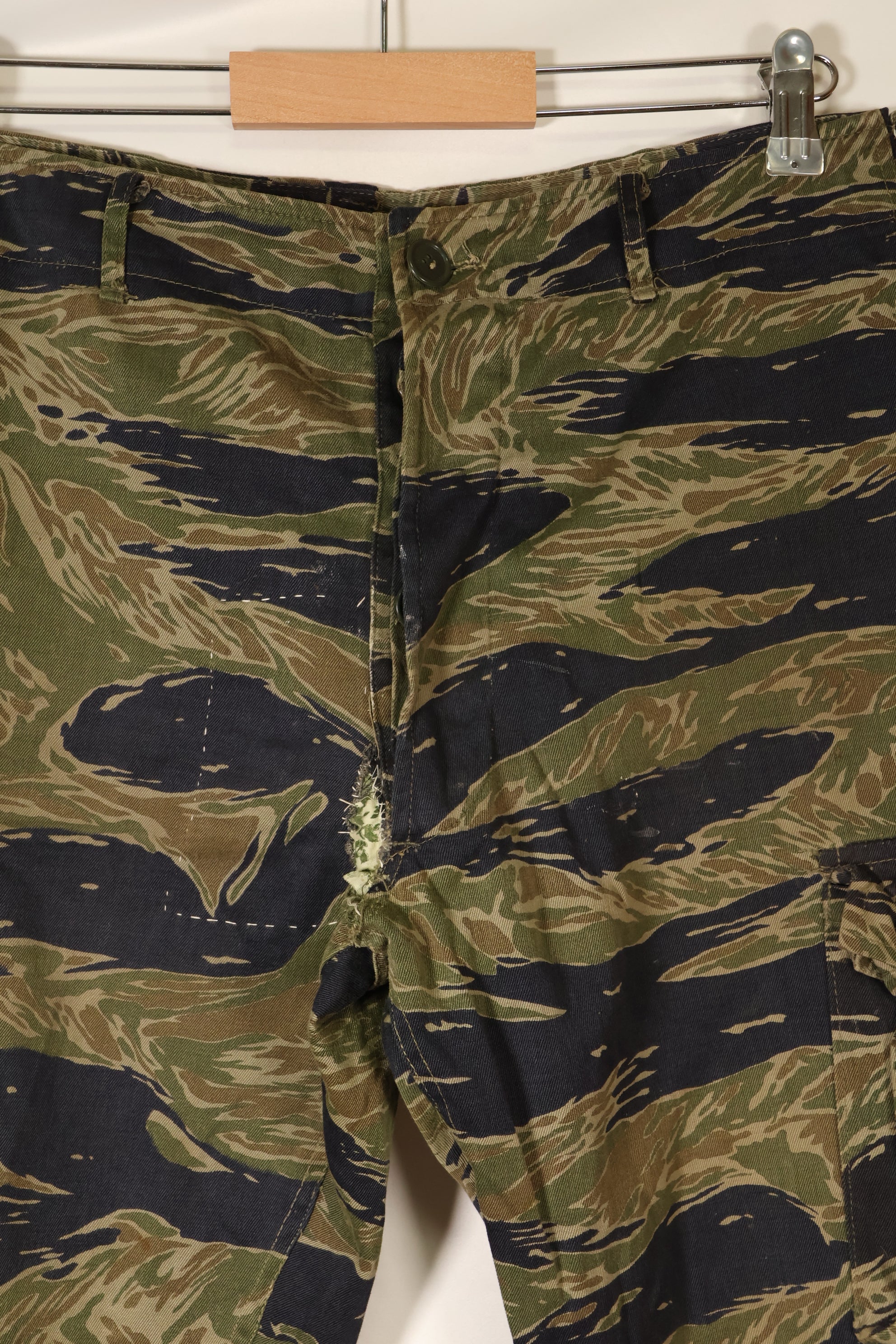 Mid 1960's A-L Silver Tiger Pattern Asian Cut Pants, Repaired, Used.