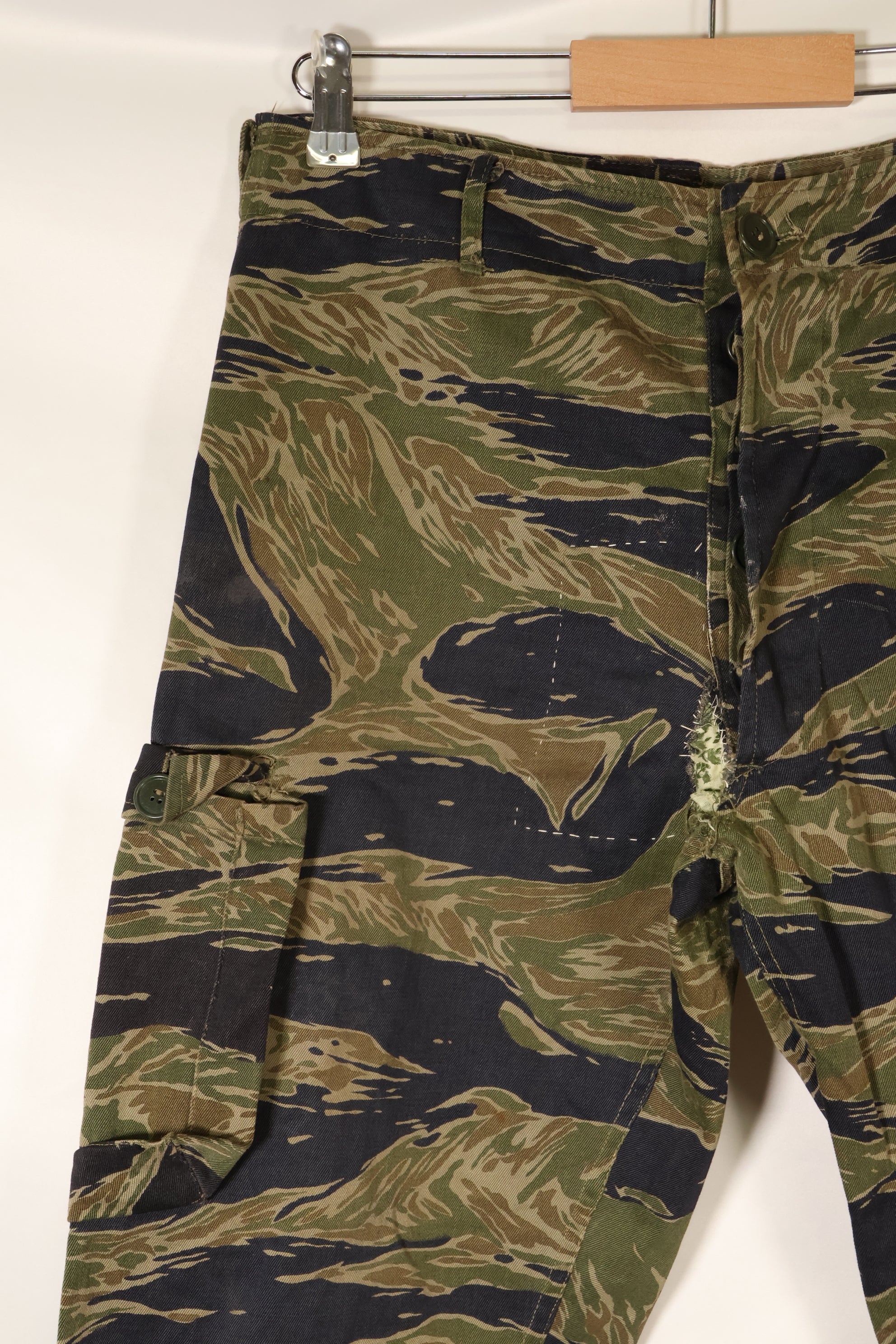 Mid 1960's A-L Silver Tiger Pattern Asian Cut Pants, Repaired, Used.