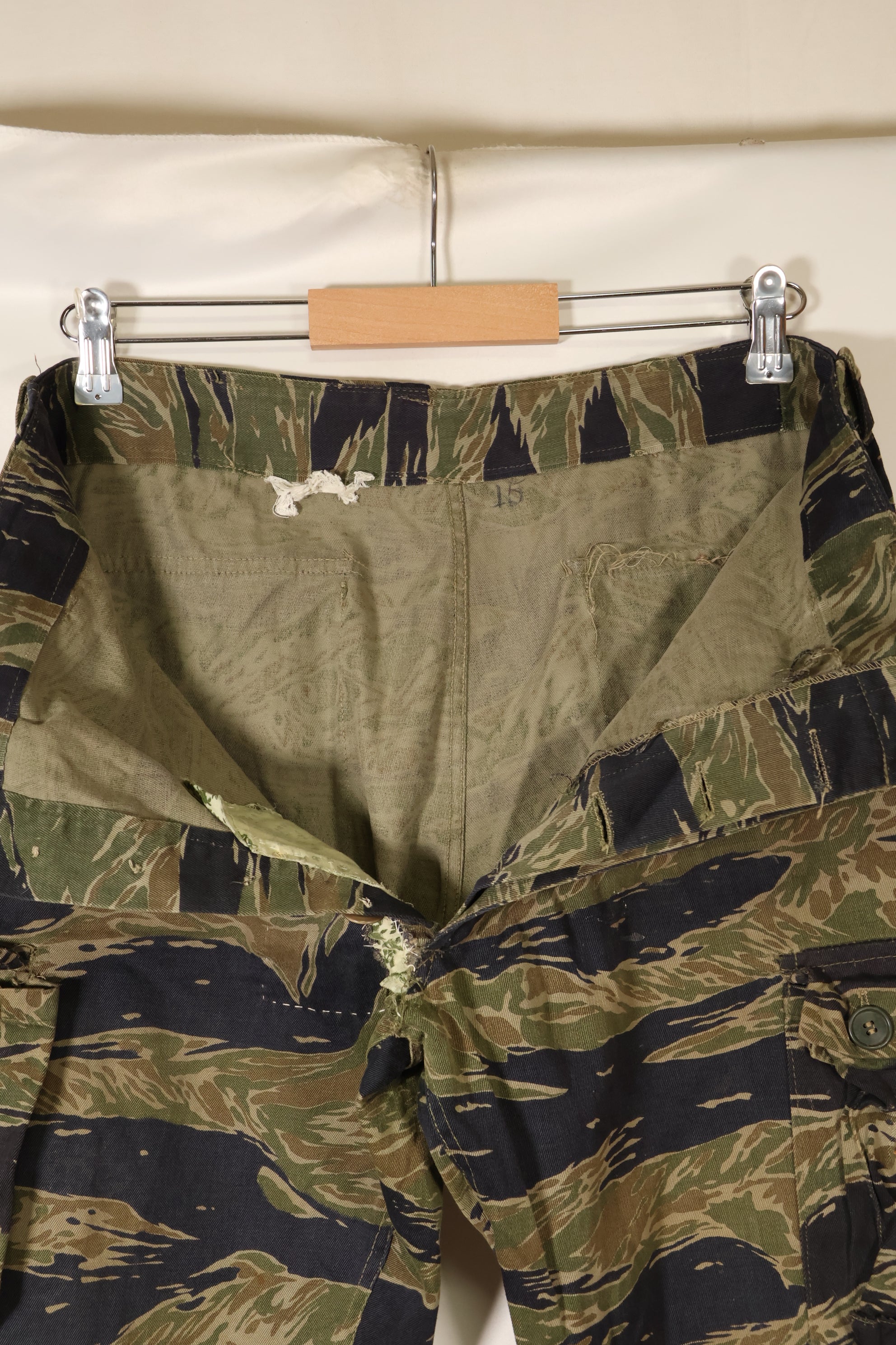 Mid 1960's A-L Silver Tiger Pattern Asian Cut Pants, Repaired, Used.