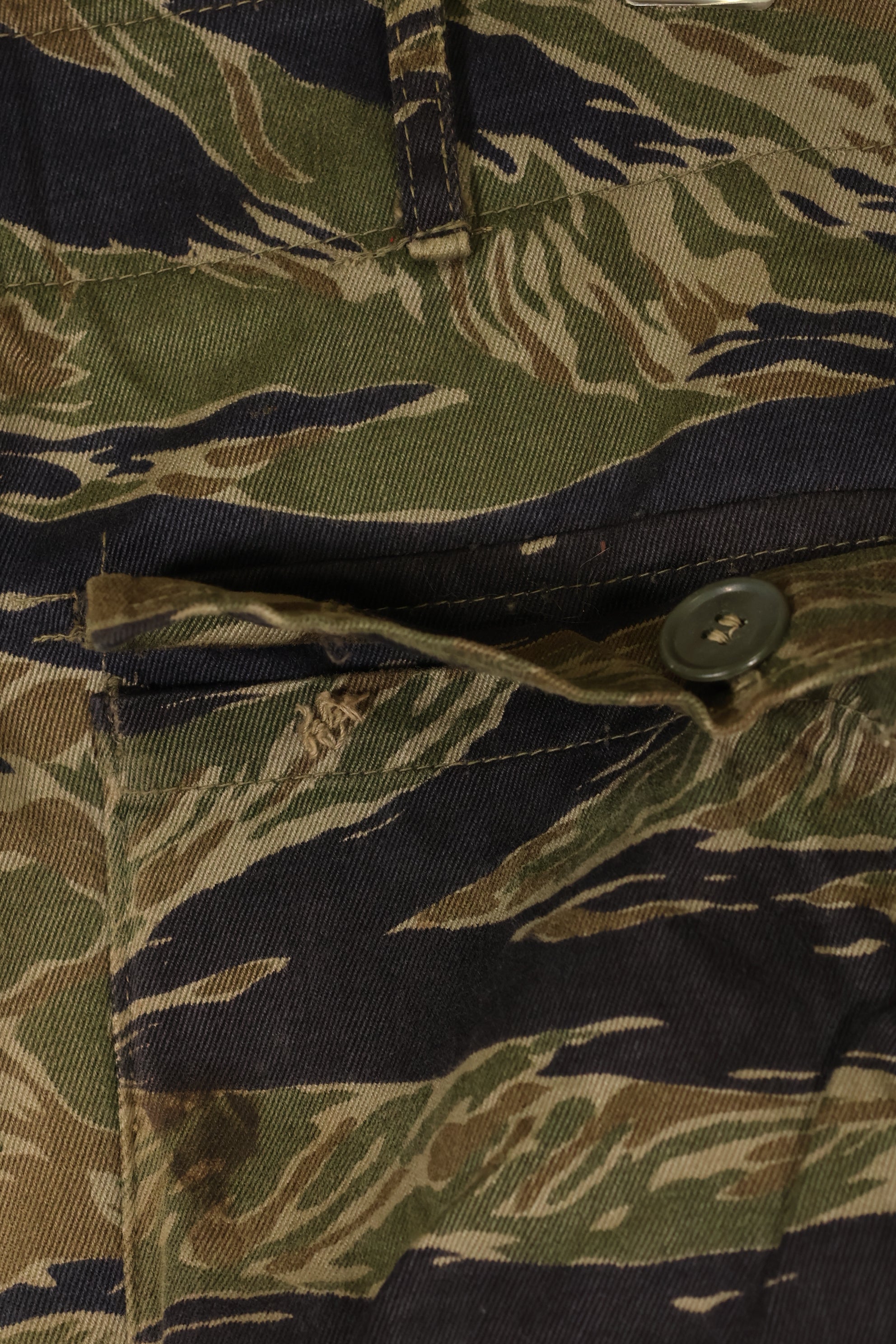 Mid 1960's A-L Silver Tiger Pattern Asian Cut Pants, Repaired, Used.