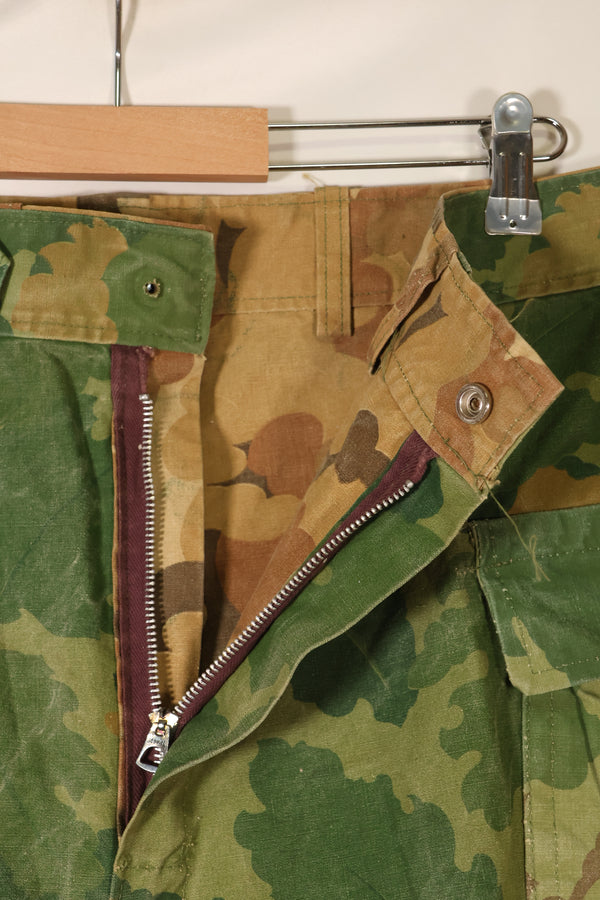 Late 1960s to early 1970s | Privately sourced | Mitchell camouflage | USMC | WWII HBT-style cut | Reversible pants | Used