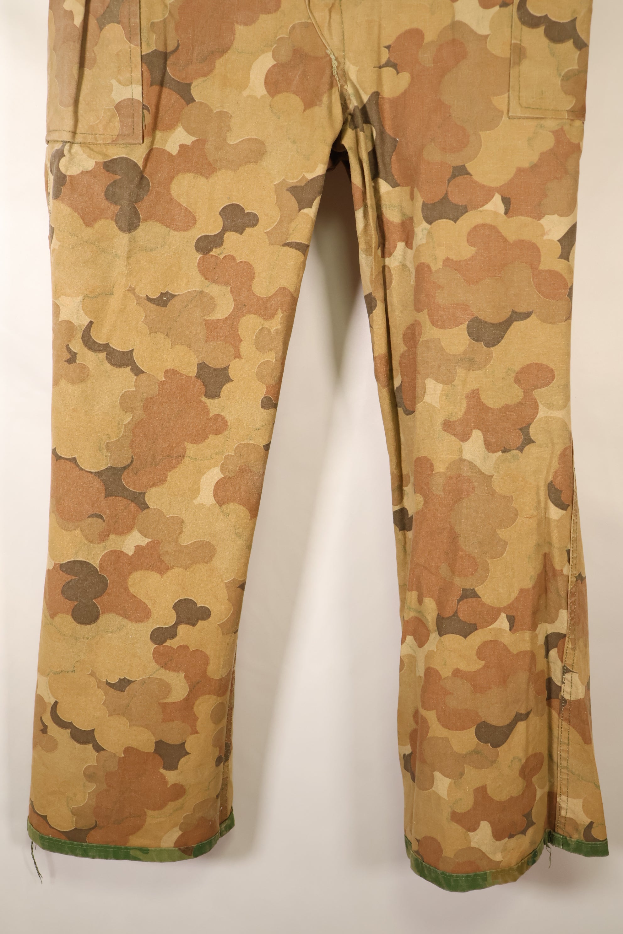 Late 1960s to early 1970s | Privately sourced | Mitchell camouflage | USMC | WWII HBT-style cut | Reversible pants | Used