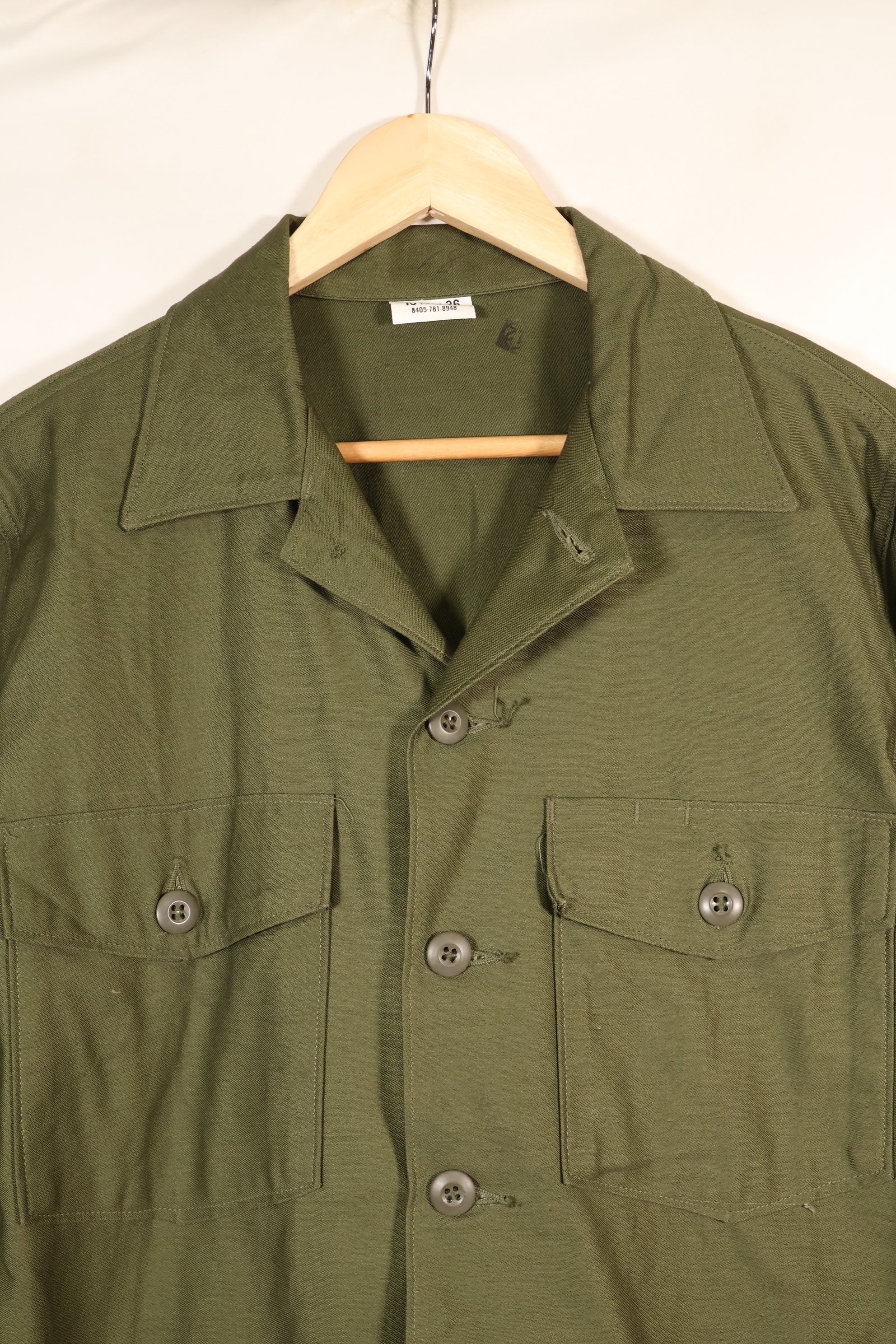Mid-1960s, 16 1/2 x 36, U.S. Army, OG-107 Utility Shirt, Almost Unused