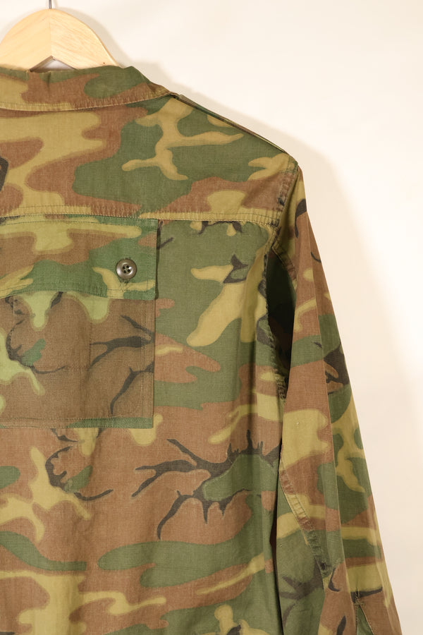 Mid-1960s non ripstop fabric ERDL camouflage rare print fabric jungle fatigues jacket, used.