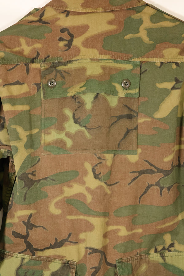 Mid-1960s non ripstop fabric ERDL camouflage rare print fabric jungle fatigues jacket, used.