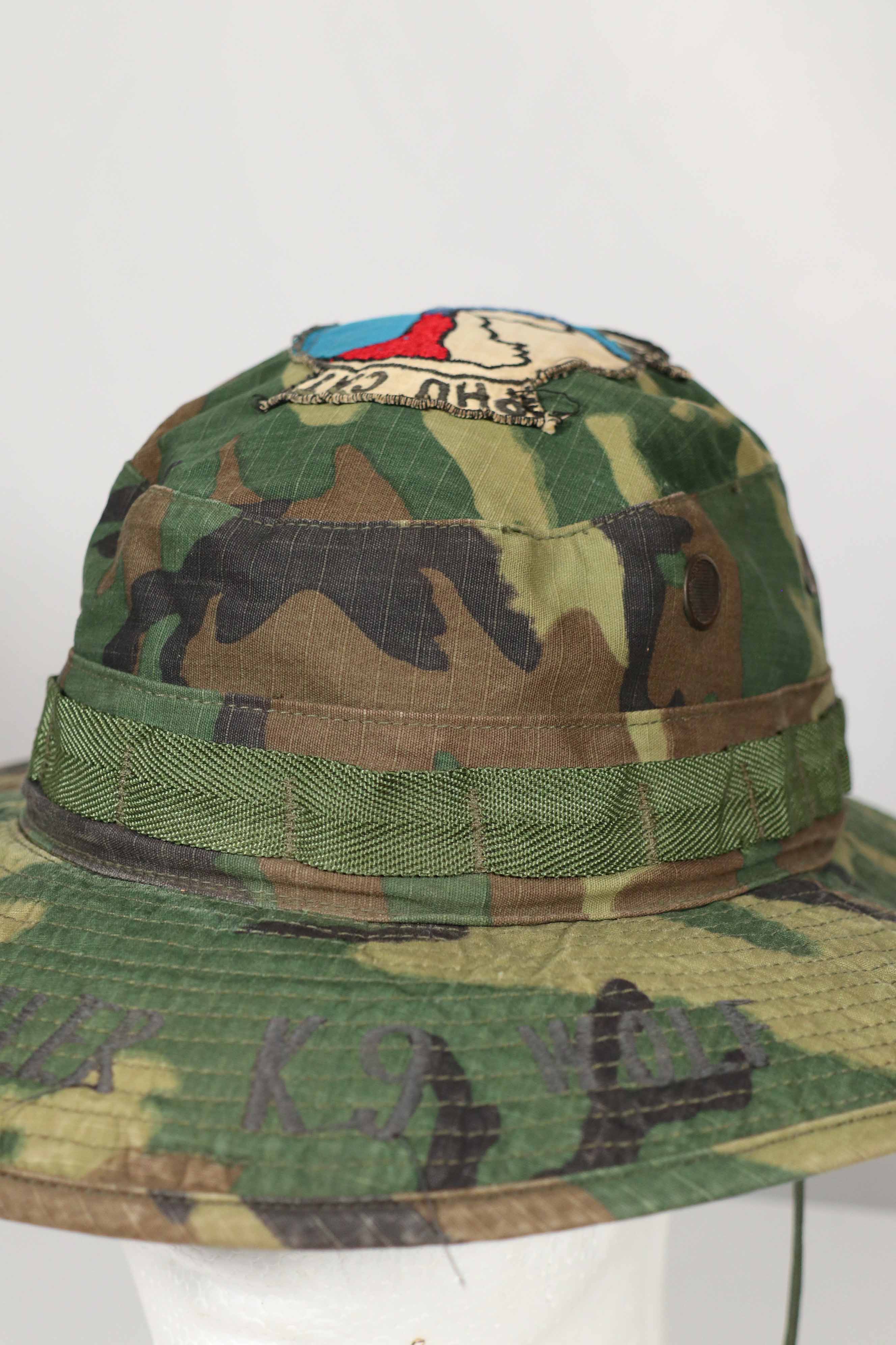 Real ERDL Government Issue Boonei Hat US Army K-9 Military Dog with Locally Made Patch & Embroidery
