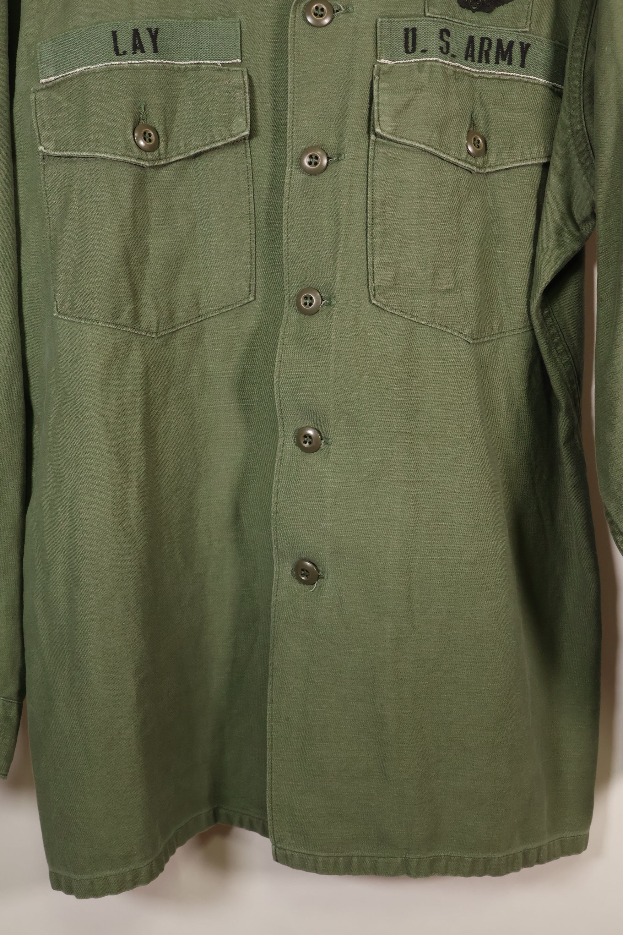 1968 Contract, Estimated Size: MEDIUM, OG-107, Utility Shirt, Aftermarket Patch, Used