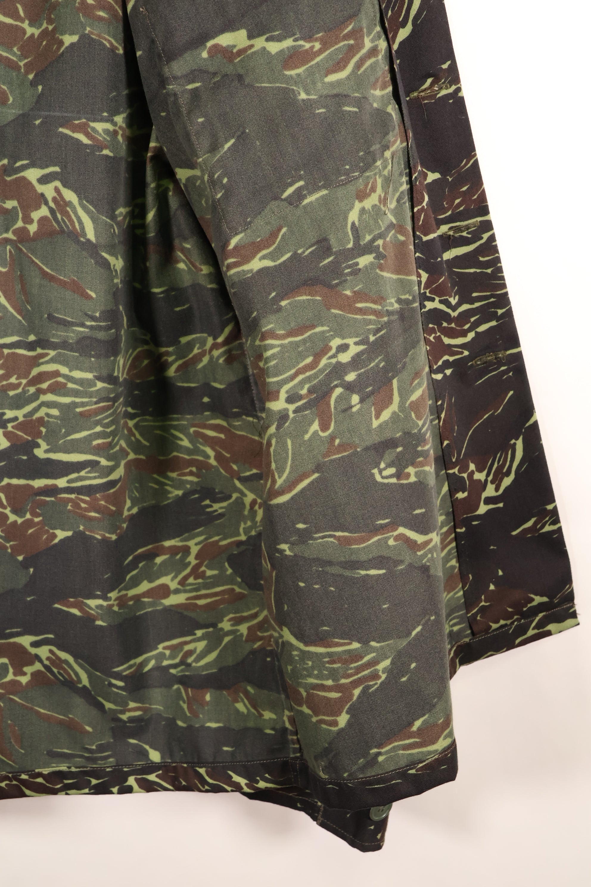 1970s Thai Border Guard "Shadow Tiger" Locally Made Tiger-Striped Shirt, Used, Size B