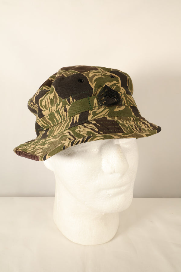 Late 1960s Okinawa Tiger Pattern CISO Cut Booney Hat with local modifications Used
