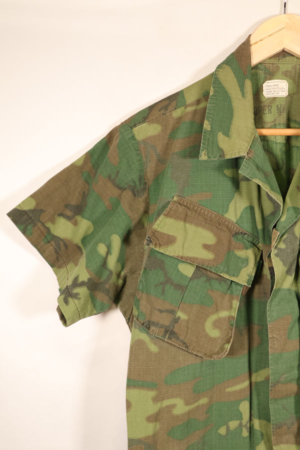 1969 Contract, S-S, ERDL Green Leaf Camo, Jungle Fatigue Jacket, Short-Sleeve Custom, Used