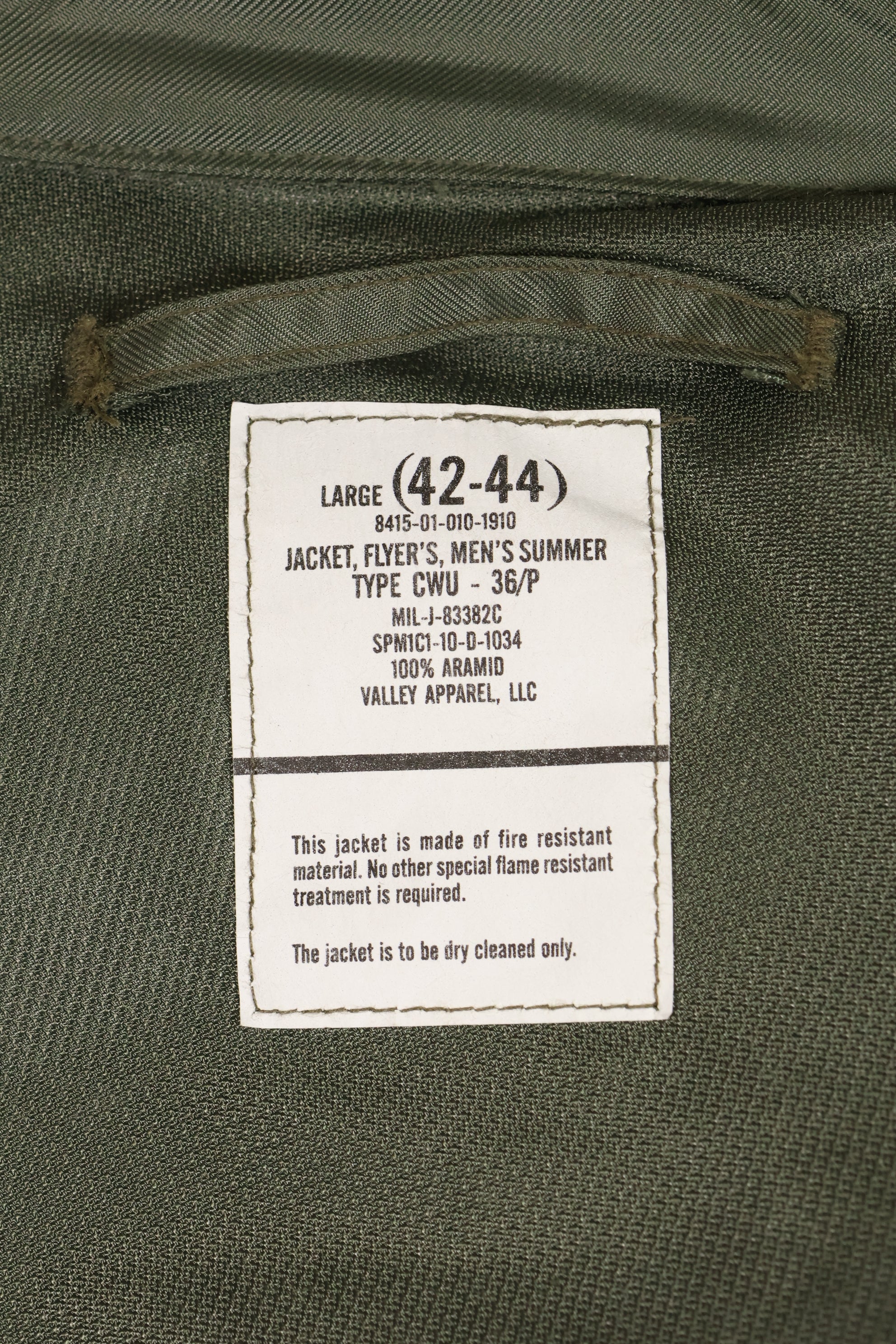 2010 Contract, LARGE, U.S. Air Force, CWU-36P, Light Zone Flight Jacket, Unused