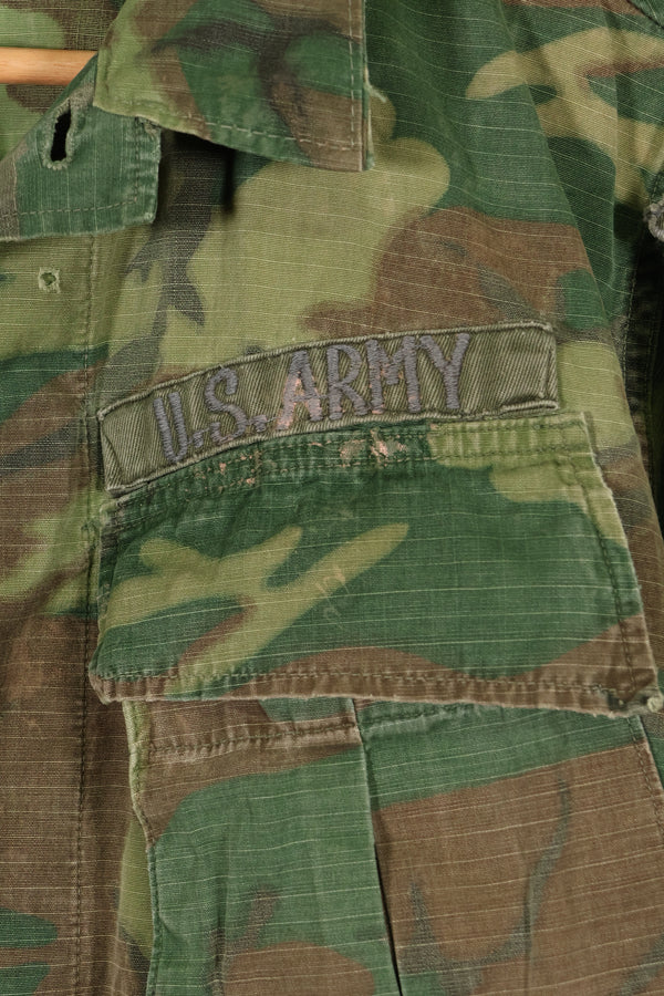 Circa 1968 S-R Ripstop SENTRY DOG MP ERDL Jungle Fatigue Jacket Used