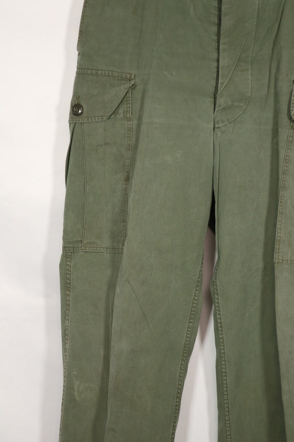 Real 1963 1st Model Jungle Fatigue Pants without leg ties, used.