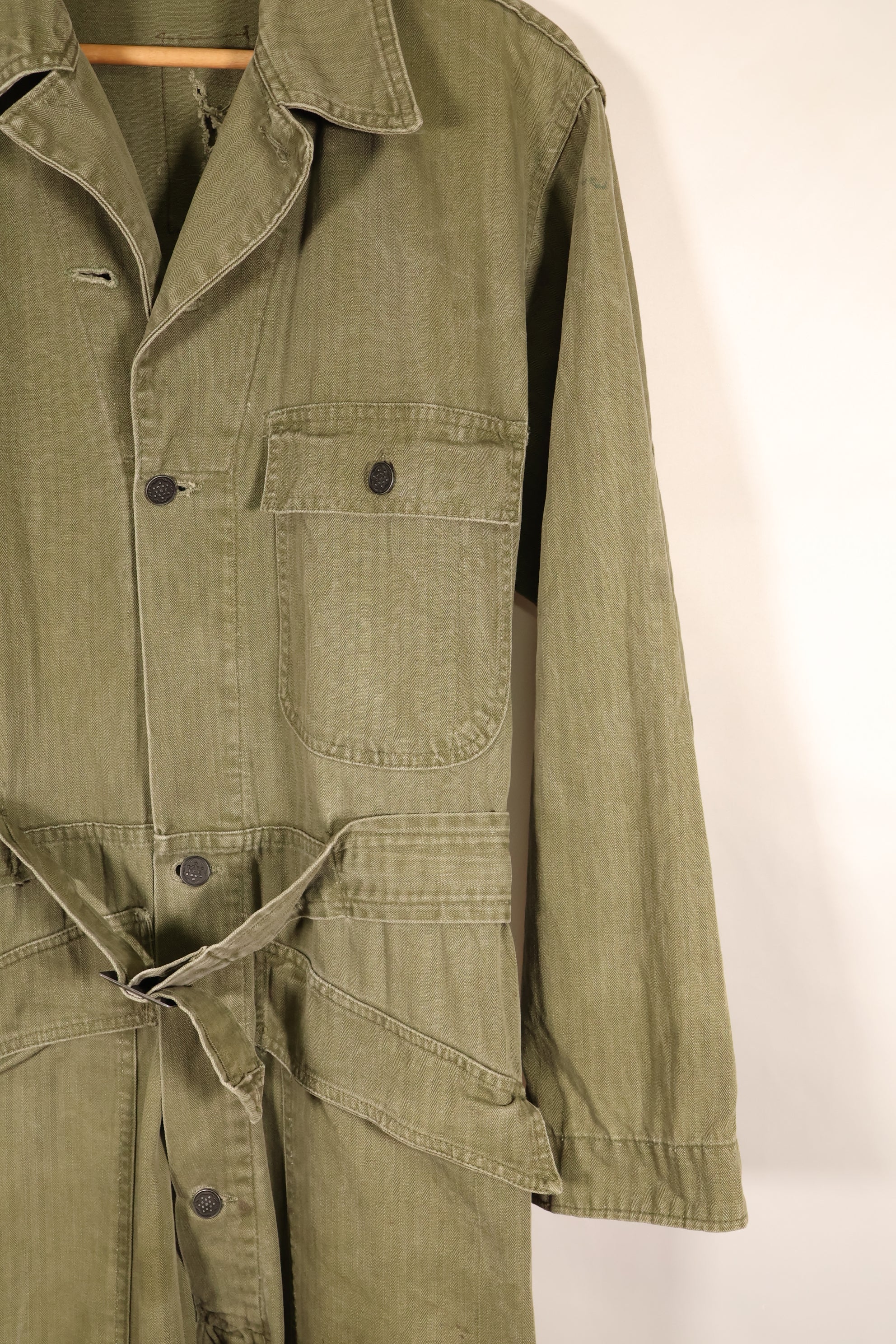 1940s, 36R, U.S. Army Combat Coveralls, PW (Prisoner of War) item, faded, used