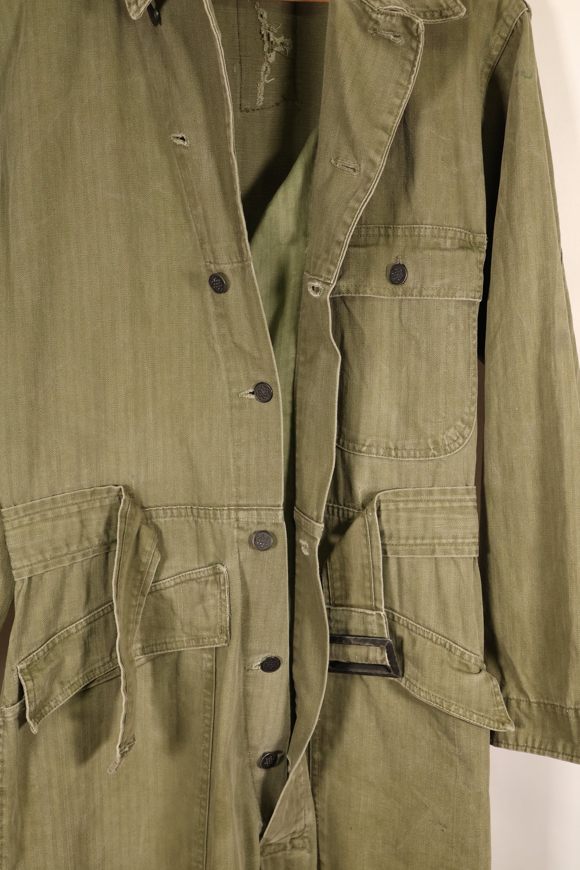 1940s, 36R, U.S. Army Combat Coveralls, PW (Prisoner of War) item, faded, used